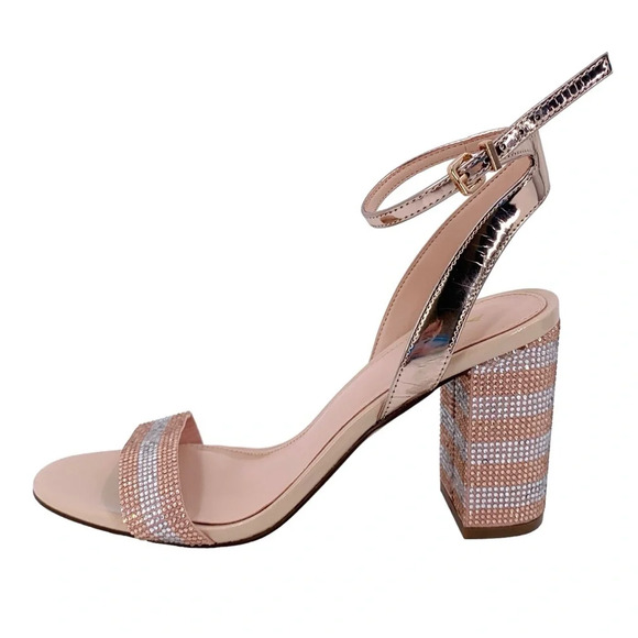 Aldo Heels Womens 8.5 Rose Gold Pink Silver Sequin Wedding Event - Picture 1 of 10